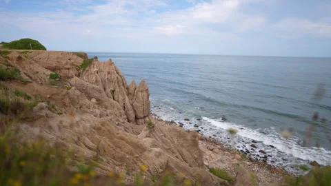 View of Montauk Point cliffs Stock Footage 284682947