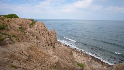 View of Montauk Point cliffs Stock Footage 284683612