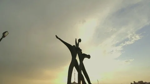 View of the monument of the city at sunset Stock Footage 71678544