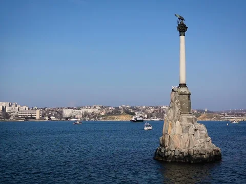 View of Monument to the Scuttled Ships in the Black Sea Stock Footage 71554576