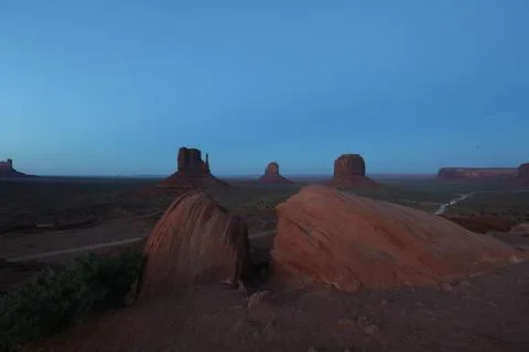 View Monument Valley in evening Stock Photos