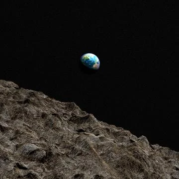 View from moon 3D illustration Stock Illustration