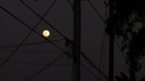 View of Moon From The City Stock Footage 448237