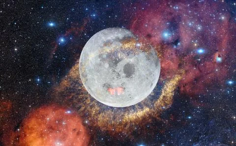 View of Moon from deep space. Elements of this image furnished by NASA Stockillustratie