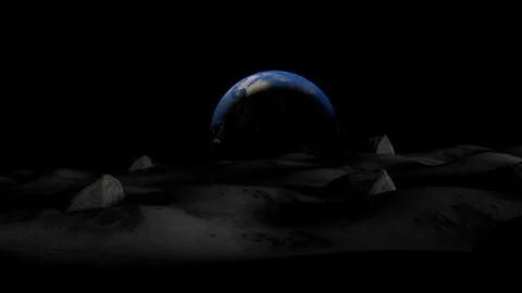 View from the Moon to the Earth video. Rotation of the earth animation. Stock Footage 170396364