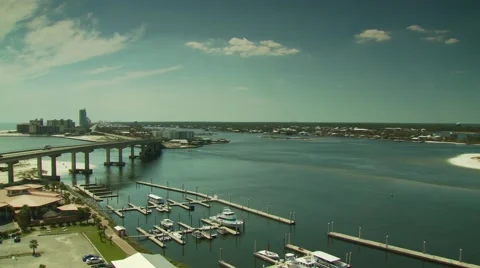 View of moored boat at harbor Stock Footage 55571358