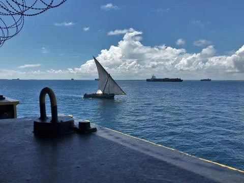 View from the mooring deck of a ship Stock Photos