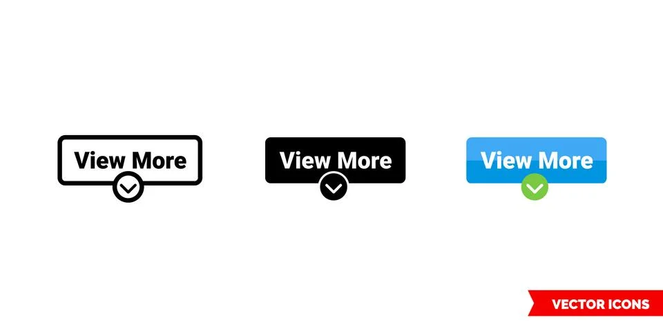 View more icon of 3 types color, black and white, outline. Isolated vector sign Stock Illustration