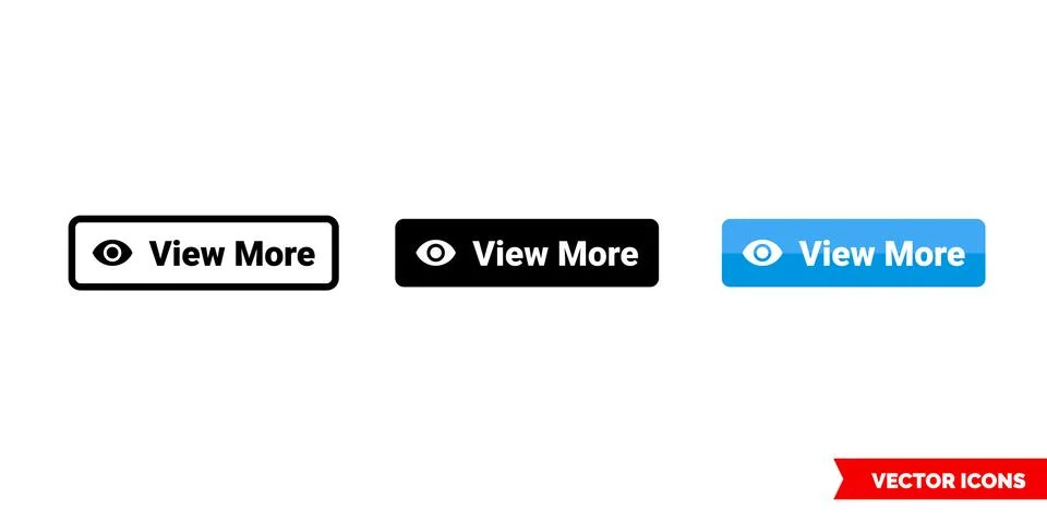 View more icon of 3 types color, black and white, outline. Isolated vector sign Stock Illustration