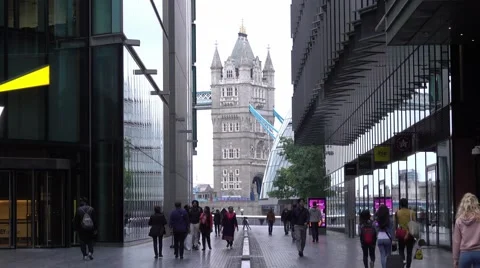 View from More London Riverside to Tower Bridge Stock Footage