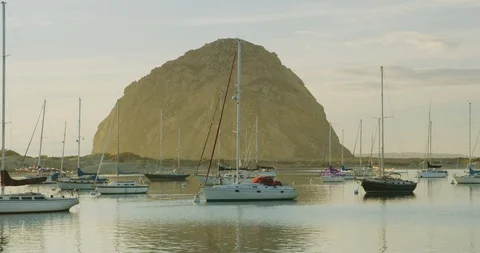 View of Morro Rock at Morro Bay, California Stock Footage 99146538