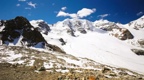 View to Morteratsch glacier from Diavolezza mountain, Switzerland Stock-Footage 67444196