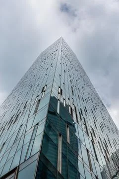 View of the Moscow City skyscraper complex from the lower angle. Stock Photos