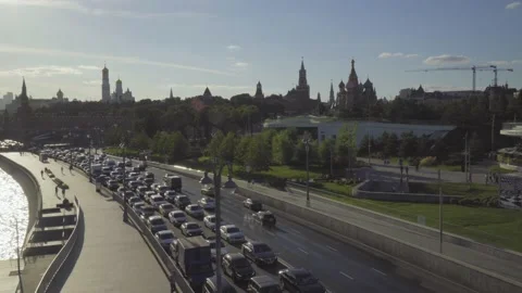 View of the Moscow Kremlin and the Kremlin embankment Stock Footage 137911050