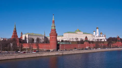 View to the Moscow Kremlin and the river. Russia, Moscow Stock Footage 36017133
