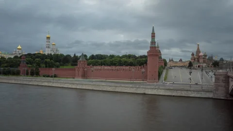 View of the Moscow Kremlin and the river Stock Footage 163371692