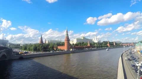 View of Moscow Kremlin from the river on summer timelapse Video stock 78019186