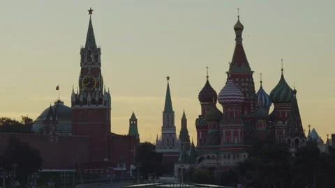 View of the Moscow Kremlin at sunset Stock Footage 319646251