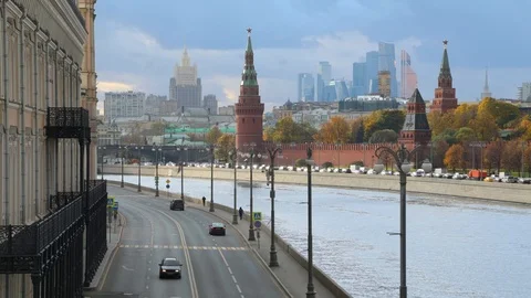 View of the Moscow Kremlin, timelapse Stock Footage 98021441