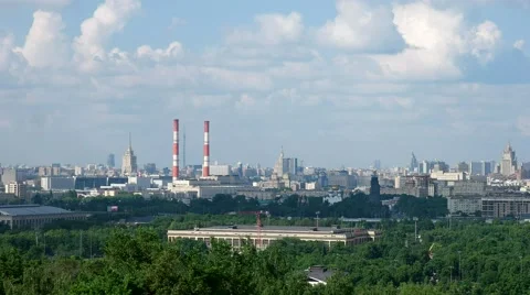 View on Moscow from the observation platform on the Sparrow hills Stock Footage 68769719
