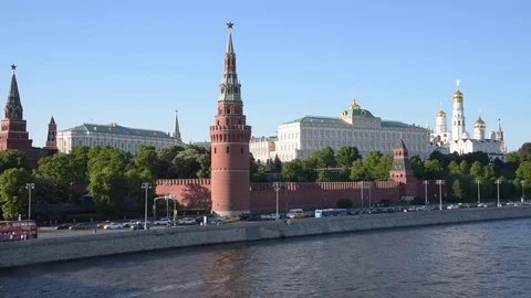 View of the Moscow River and the Kremlin on a sunny day Stock Footage 108775033