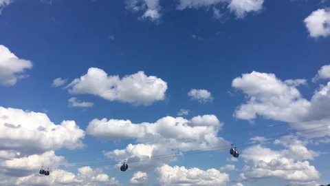View From Moscow River of The Cable Car Near The Luzhniki Stadium Stock-Footage 109380319