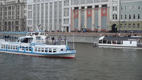 View from the Moscow River floating boat Stock Footage 112629412