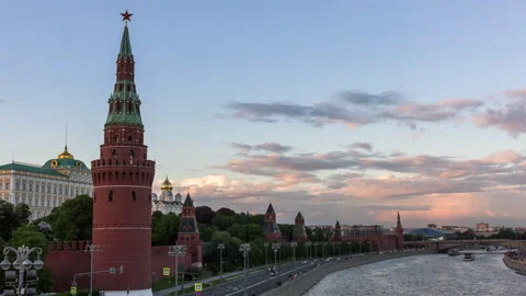 View From Moscow-River On Kremlin Stock Footage 157546381