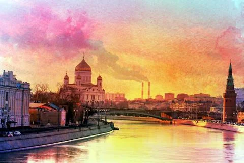 View to Moscow river Stock Photos