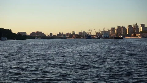 View to Moscow river port Video stock 90382115