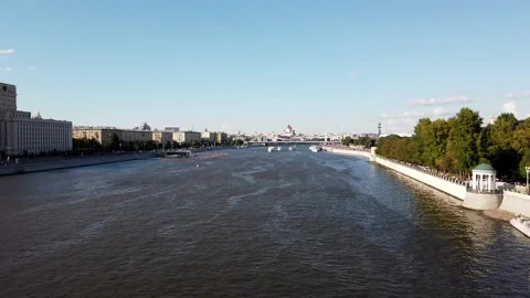 View of the Moscow River from the Pushkin Bridge Stock-Footage 137308468