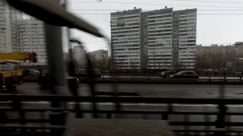 View on Moskva river from metro train window Stock Footage 99691959