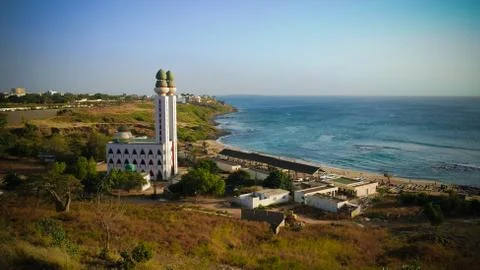 View to Mosque of the Divinity at sunset, Dakar, Senegal Foto stock