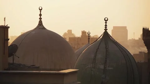View Of Mosque Domes And Buildings Of A Big City In The Haze Stock Footage 226334155
