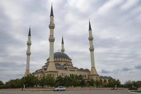 View of the mosque named after Sultan Delimkhanov. Chechnya Stock Photos