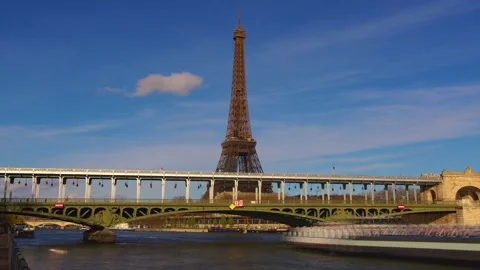 View of the most visited attraction in Paris is the Eiffel Tower. The iron Stock Footage 236723634