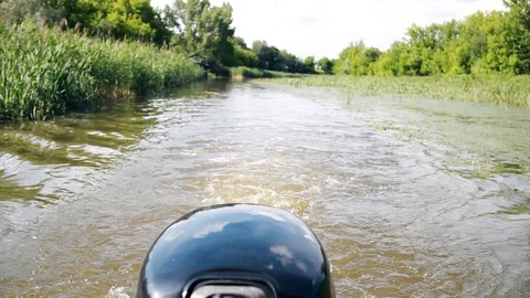 View From A Motor Boat Sailing Down The River Stock-Footage 90256406