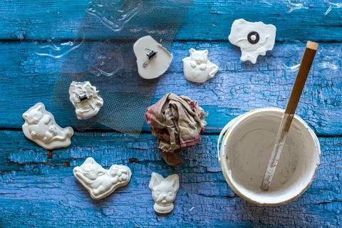 View of moulding in process for creating cute pet designs. Stock Photos