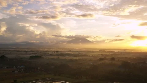 View of Mount Agung at sunrise. Stock Footage 138183533