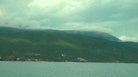 View of Mount Ainos, Kefalonia in the clouds Stock Footage 314835100