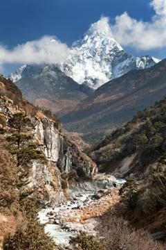 VIew of mount Ama Dablam Stock Photos