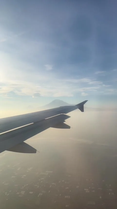 View of Mount Ararat from the window of an airplane , Armenia Stock Footage 257825275