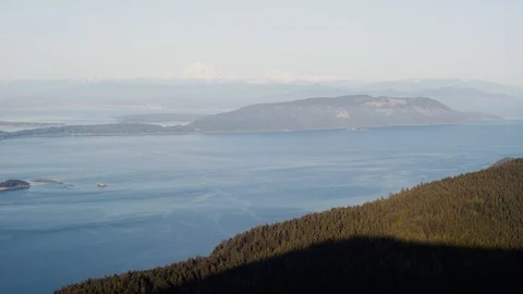 View of Mount Baker/Bellingham from Orcas Island Stock Footage 89022091