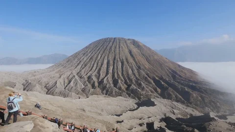 View of Mount Batok from Bromo volcano. East Java, Indonesia Stock Footage 83606090