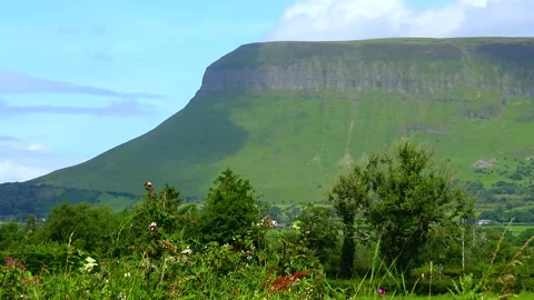 View of Mount Benbulbin in Sligo, Ireland Stock Footage 230170171