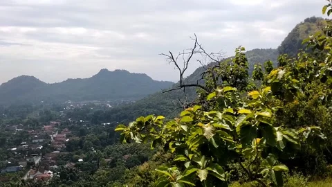 View of Mount Budek seen from Dadi Temple Hill Stock-Footage 326860937
