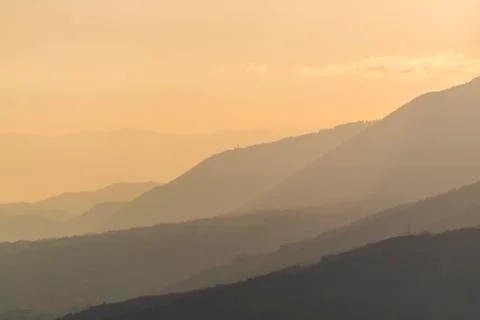 View from Mount Cesen at sunset Stock Photos