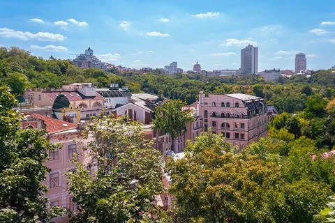 View from Mount Detinets on Podil Stockfoto's