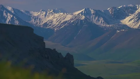 View of Mount Elbrus and the Caucasus Mountains in Kabardino-Balkaria Stock Footage 325682417