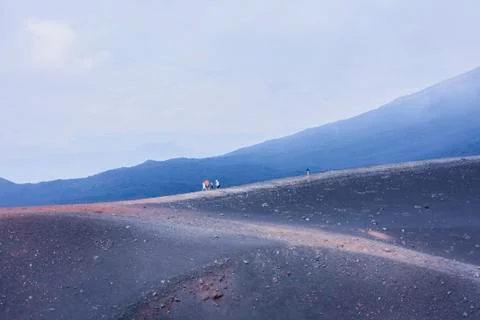 View of Mount Etna, active volcano on the east coast of Sicily, Italy Stock Photos